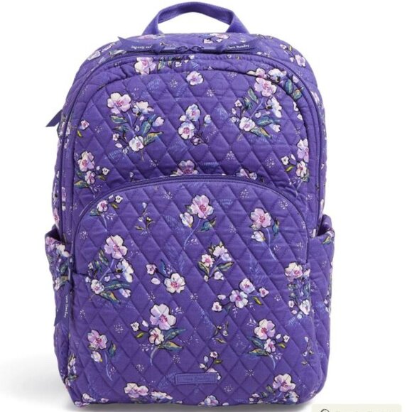 Vera Bradley Large Essential Backpack Laptop Wild Rose NWT